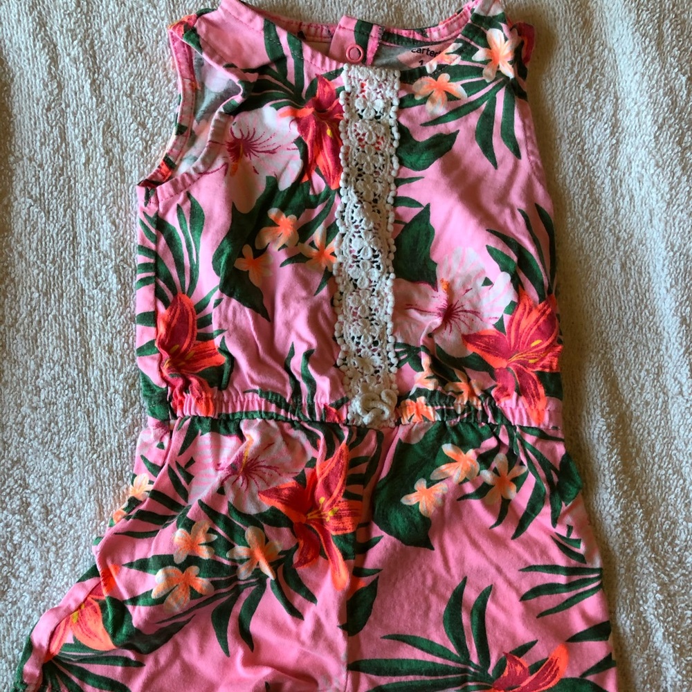Baby girl pink floral romper